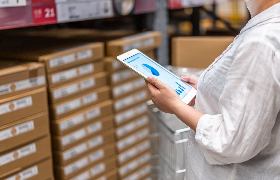 ERP warehouse management system on a tablet
